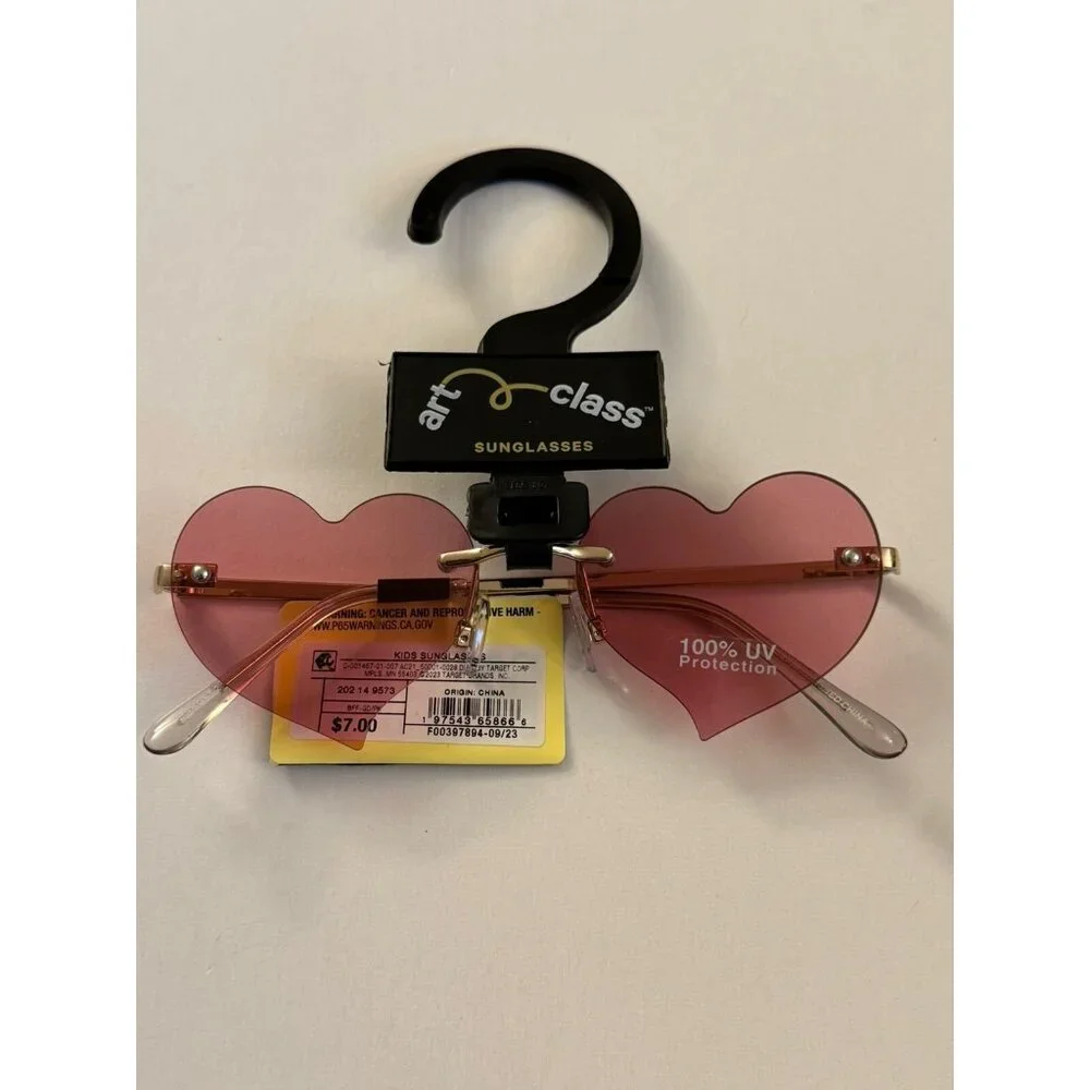 New Girls Art Class Pink Heart Glasses B54